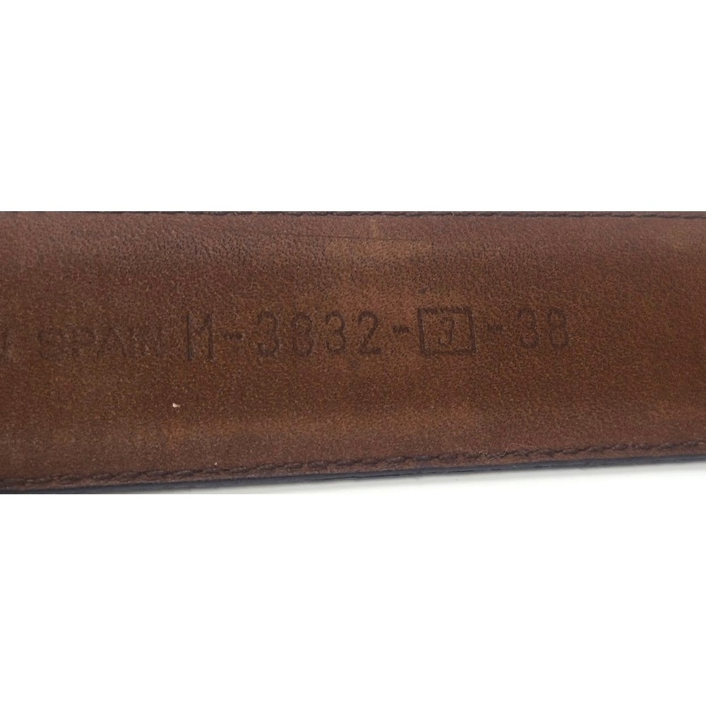 AS IS Saks Fifth Avenue Belt 38 M-3832 Spain Brown Leather Linen - MISSING PRONG - Picture 10 of 12